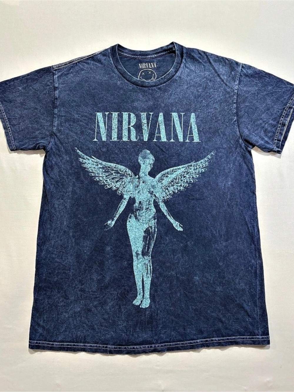 Nirvana In Utero Angel Mineral Wash T-Shirt Blue & Green Medium